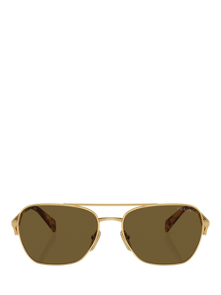Prada PRA50S59 Men's Pillow Sunglasses - view 2, Gold/Brown