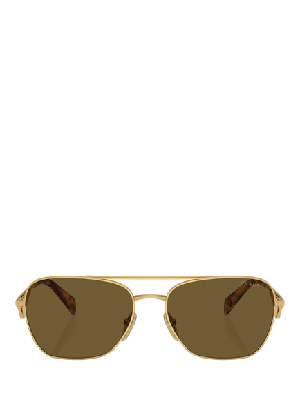 Prada PRA50S59 Men's Pillow Sunglasses - view 2, Gold/Brown