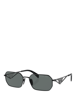 Prada PRA51S58 Men's Polarised Irregular Sunglasses, Black, Black