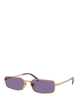 Prada PRA60S59 Men's Rectangular Sunglasses, Gold/Purple, Gold/Purple