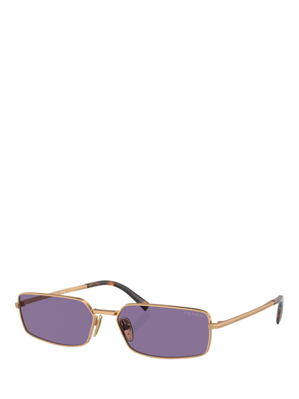 Prada PRA60S59 Men's Rectangular Sunglasses, Gold/Purple, Gold/Purple