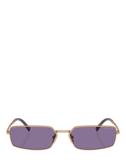Prada PRA60S59 Men's Rectangular Sunglasses, Gold/Purple - view 2, Gold/Purple