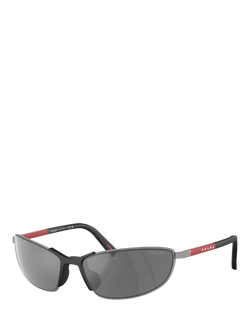 Prada PS 55ZS Men's Irregular Sunglasses, Gunmetal/Mirror Grey, Gunmetal/Mirror Grey