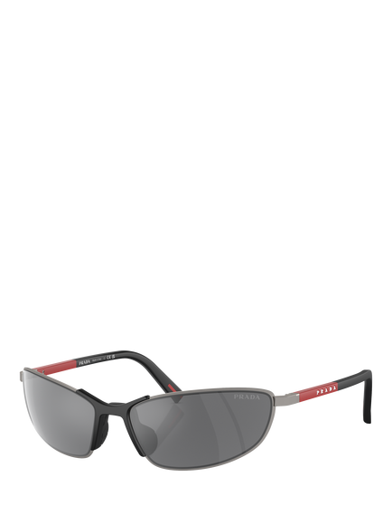 Prada PS 55ZS Men's Irregular Sunglasses, Gunmetal/Mirror Grey, Gunmetal/Mirror Grey