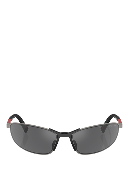 Prada PS 55ZS Men's Irregular Sunglasses, Gunmetal/Mirror Grey - view 2, Gunmetal/Mirror Grey