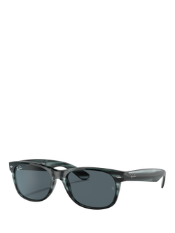 Ray-Ban RB2132 Unisex Rectangular Sunglasses, Striped Blue Havana/Blue, Striped Blue Havana/Blue