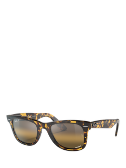 Ray-Ban RB2140 Polarised Wayfarer Sunglasses, Yellow Havana, Yellow Havana
