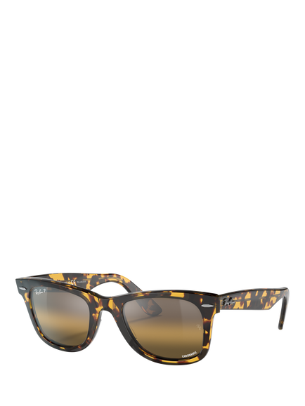 Ray-Ban RB2140 Polarised Wayfarer Sunglasses, Yellow Havana, Yellow Havana