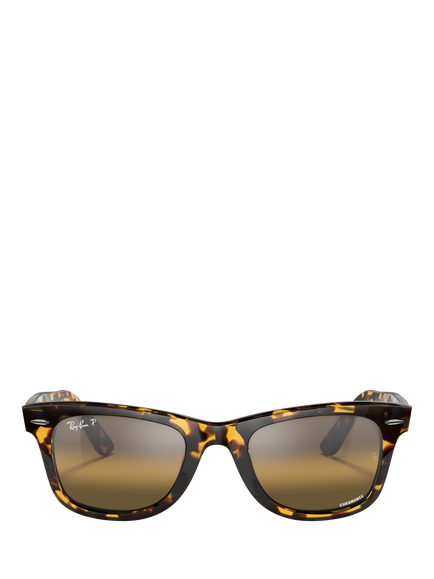 Ray-Ban RB2140 Polarised Wayfarer Sunglasses, Yellow Havana - view 2, Yellow Havana