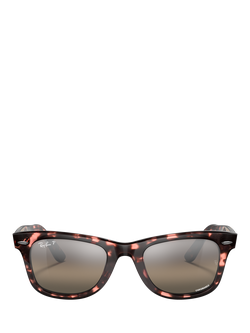 Ray-Ban RB2140 Unisex D-Frame Sunglasses, Transparent Pink/Multi Gradient - view 2, Transparent Pink/Multi Gradient
