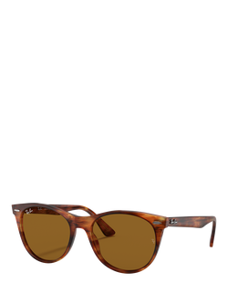 Ray-Ban RB2185 Unisex Oval Sunglasses, Striped Havana/Brown, Striped Havana/Brown
