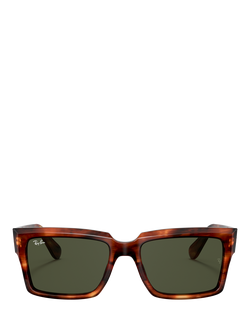 Ray-Ban RB2191 Unisex Rectangular Sunglasses, Striped Havana/Green - view 2, Striped Havana/Green