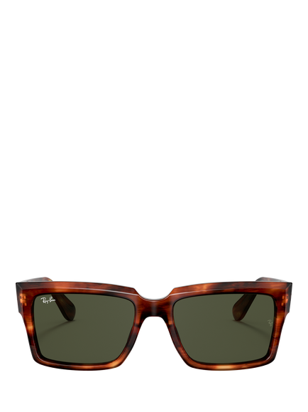 Ray-Ban RB2191 Unisex Rectangular Sunglasses, Striped Havana/Green - view 2, Striped Havana/Green