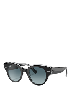 Ray-Ban RB2192 Women's Round Sunglasses, Black/Blue Gradient, Black/Blue Gradient