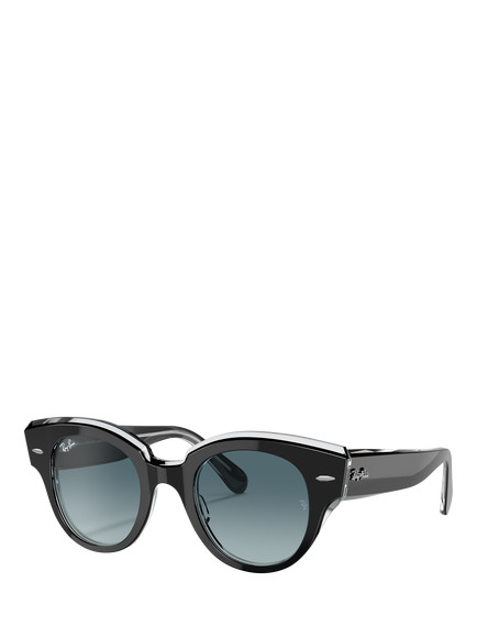 Ray-Ban RB2192 Women's Round Sunglasses, Black/Blue Gradient, Black/Blue Gradient