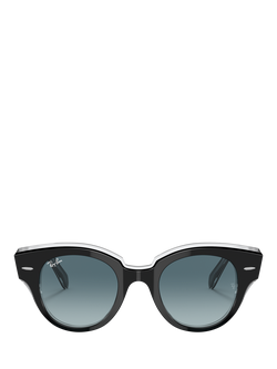 Ray-Ban RB2192 Women's Round Sunglasses, Black/Blue Gradient - view 2, Black/Blue Gradient