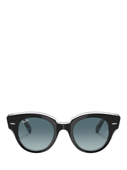 Ray-Ban RB2192 Women's Round Sunglasses, Black/Blue Gradient - view 2, Black/Blue Gradient