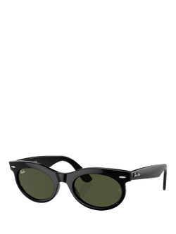 Ray-Ban RB2242 Women's Oval Sunglasses, Black, Black