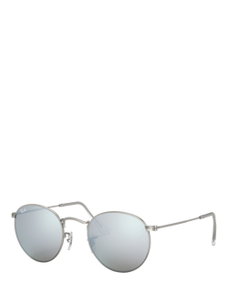 Ray-Ban RB3447 Men's Round Metal Classic Sunglasses, Silver, Silver