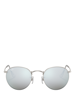 Ray-Ban RB3447 Men's Round Metal Classic Sunglasses, Silver - view 2, Silver