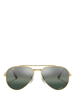 Ray-Ban RB3625 Unisex Aviator Polarised Sunglasses, Gold/Silver - view 2, Gold/Silver
