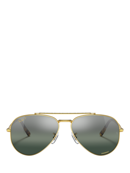 Ray-Ban RB3625 Unisex Aviator Polarised Sunglasses, Gold/Silver - view 2, Gold/Silver