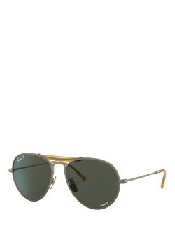 Ray-Ban RB8063 Unisex Titanium Classic Sunglasses, Antique Gold, Antique Gold