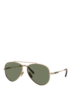 Ray-Ban RB8225 Unisex Aviator II Titanium Classic Sunglasses, Arista Gold, Arista Gold