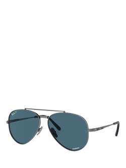 Ray-Ban RB8225 Unisex Aviator II Titanium Polarised Sunglasses, Gunmetal, Gunmetal