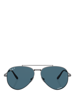 Ray-Ban RB8225 Unisex Aviator II Titanium Polarised Sunglasses, Gunmetal - view 2, Gunmetal