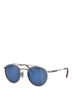 Ray-Ban RB8237 Unisex Round II Titanium Sunglasses, Silver, Silver