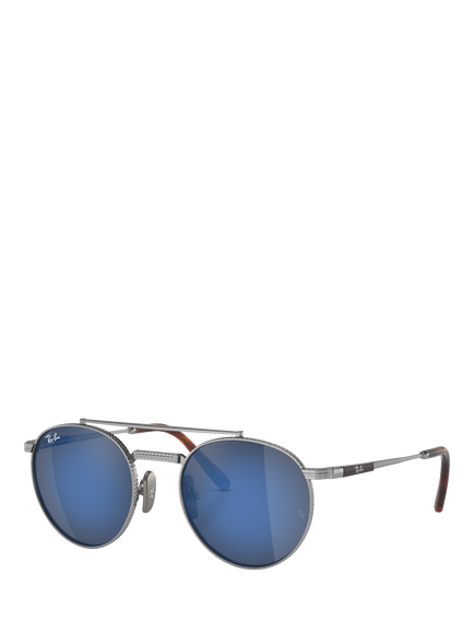 Ray-Ban RB8237 Unisex Round II Titanium Sunglasses, Silver, Silver