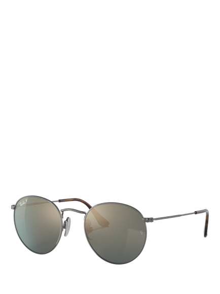 Ray-Ban RB8247 Unisex Polarised Round Sunglasses, Gunmetal/Mirror Grey, Gunmetal/Mirror Grey