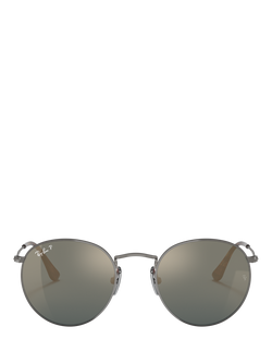 Ray-Ban RB8247 Unisex Polarised Round Sunglasses, Gunmetal/Mirror Grey - view 2, Gunmetal/Mirror Grey