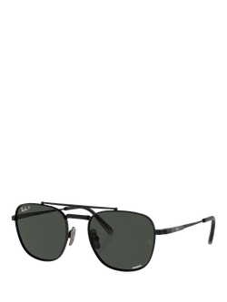 Ray-Ban RB8258 Unisex Polarised Square Sunglasses, Black, Black