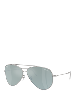 Ray-Ban RBR0101S Unisex Aviator Reverse Sunglasses, Silver, Silver