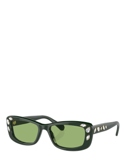 Swarovski SK6008 Women's Pillow Sunglasses, Dark Green/Green
