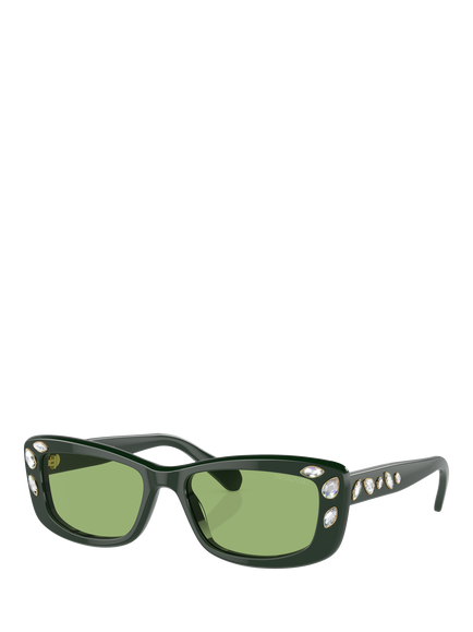 Swarovski SK6008 Women's Pillow Sunglasses, Dark Green/Green