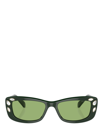Swarovski SK6008 Women's Pillow Sunglasses - view 2, Dark Green/Green