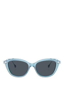 Swarovski SK6010 Women's Cat's Eye,	Opal Light Blue/Grey - view 2, Opal Light Blue/Grey