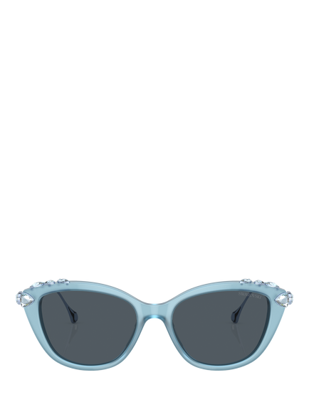 Swarovski SK6010 Women's Cat's Eye,	Opal Light Blue/Grey - view 2, Opal Light Blue/Grey