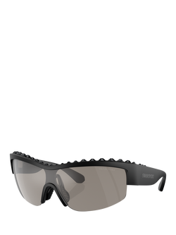 Swarovski SK6014 Women's Mirrored Oval Sunglasses, Matte Black/Silver, Matte Black/Silver