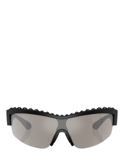 Swarovski SK6014 Women's Mirrored Oval Sunglasses, Matte Black/Silver - view 2, Matte Black/Silver