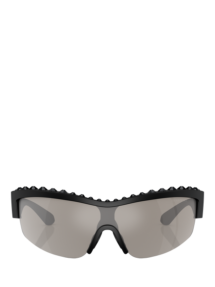 Swarovski SK6014 Women's Mirrored Oval Sunglasses, Matte Black/Silver - view 2, Matte Black/Silver