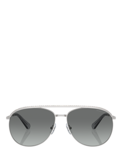Swarovski SK7005 Women's Aviator Sunglasses, Silver/Grey - view 2, Silver/Grey
