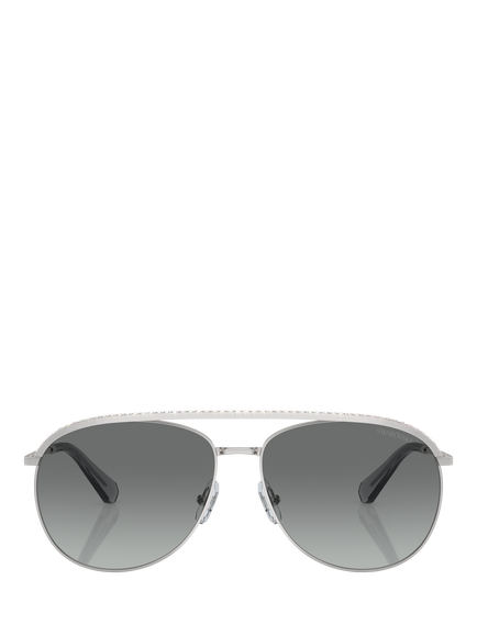 Swarovski SK7005 Women's Aviator Sunglasses, Silver/Grey - view 2, Silver/Grey