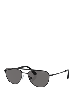 Swarovski SK7007 Women's Polarised Oval Sunglasses, Black/Grey, Black/Grey