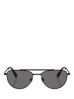 Swarovski SK7007 Women's Polarised Oval Sunglasses, Black/Grey - view 2, Black/Grey