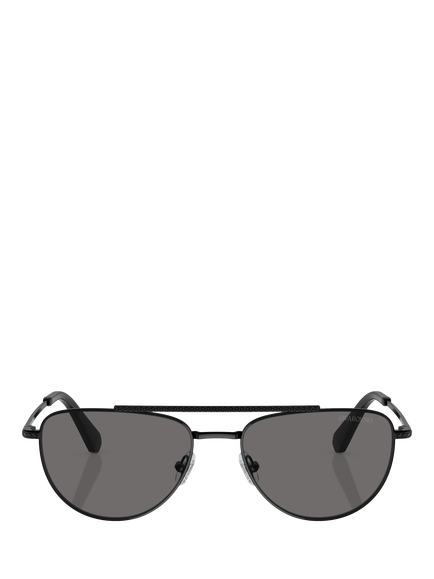 Swarovski SK7007 Women's Polarised Oval Sunglasses, Black/Grey - view 2, Black/Grey