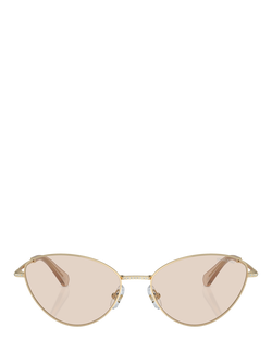 Swarovski SK7014 Women's Cat's Eye Sunglasses, Pale Gold/Brown - view 2, Pale Gold/Brown